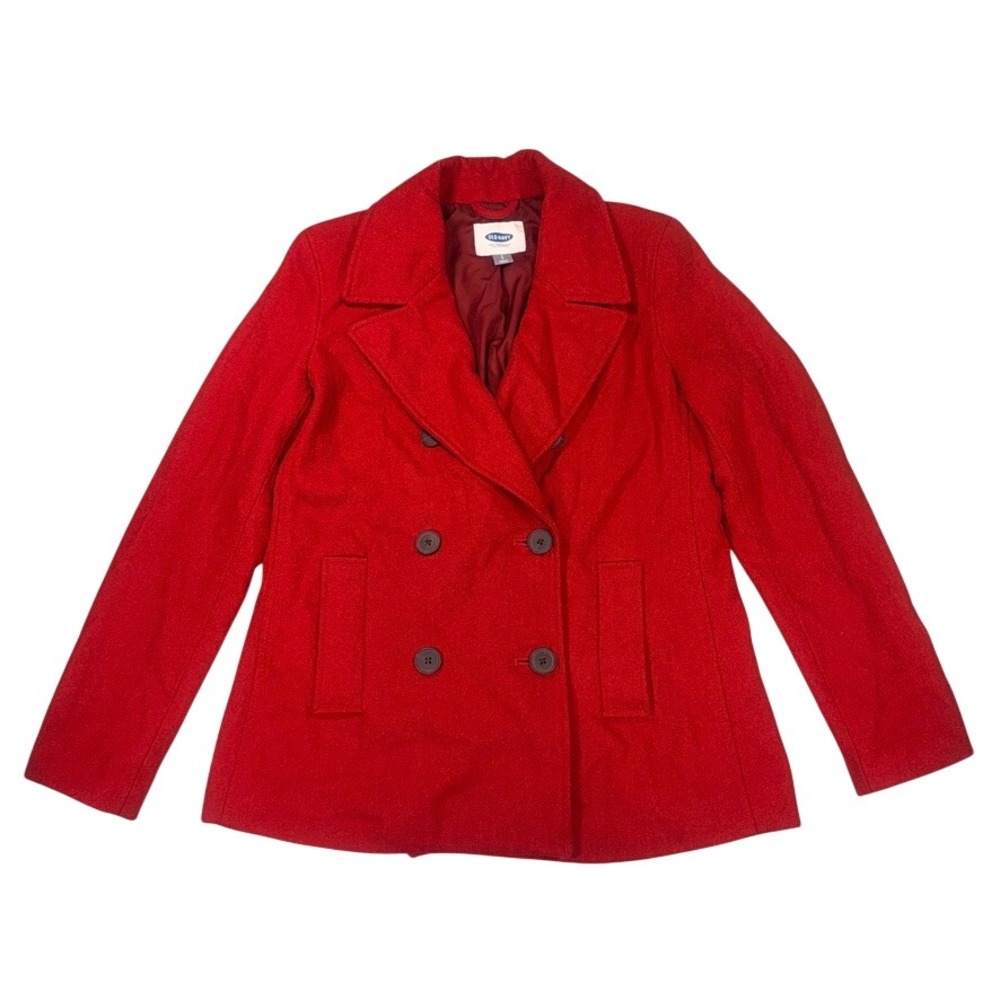 Old Navy Double Breasted Pea Coat Small Women Red Wool Blend Winter Jacket